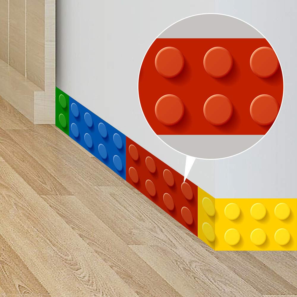 ufengke Building Blocks Wall Stickers Skirting Board Wall Decals Art Decor for Kids Bedroom Living Room Nursery