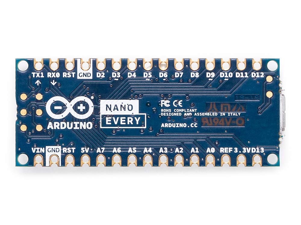 Arduino Nano Every (Single Board) [ABX00028-A] – ATmega4809 Microcontroller, 48KB Flash, 6KB SRAM, 20 Digital I/O Pins, 8 Analog Inputs, USB-C, Compatible with Arduino IDE for Embedded Projects Arduino Nano Every (Single Board)