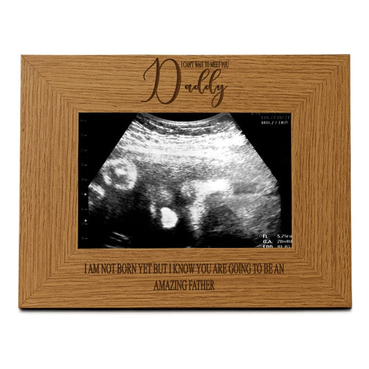 ukgiftstoreonline Dad To Be Wooden Baby Scan Photo Frame Gift