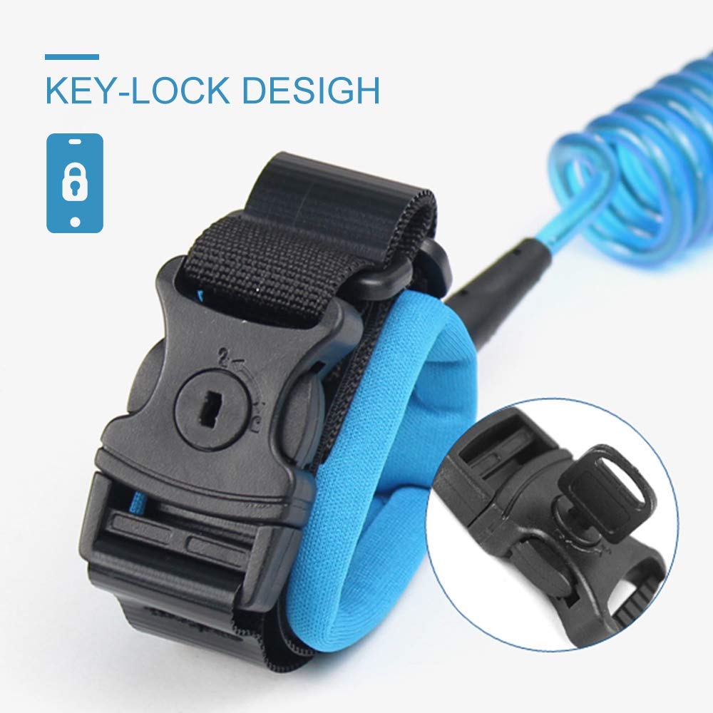 Anti Lost Wrist Link Belt, 1.5M Belts and Wristband 2 in 1 Combination Kit, Adjustable Children Wrist Rope with Lock, Safety Harness for Kids, Baby Harness for Walking(Blue+Black+1.5Meters) blue+black+1.5meters