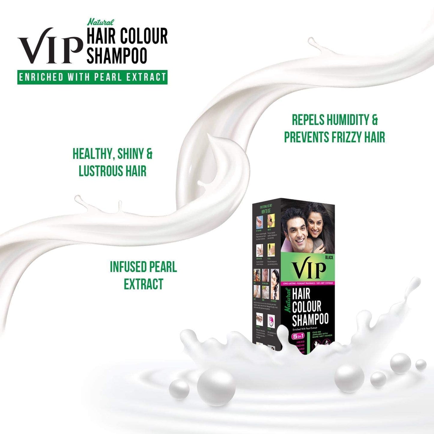 VIP 5 in 1 Hair Colour Shampoo base Hair Color 180 ml Black Hair Colour