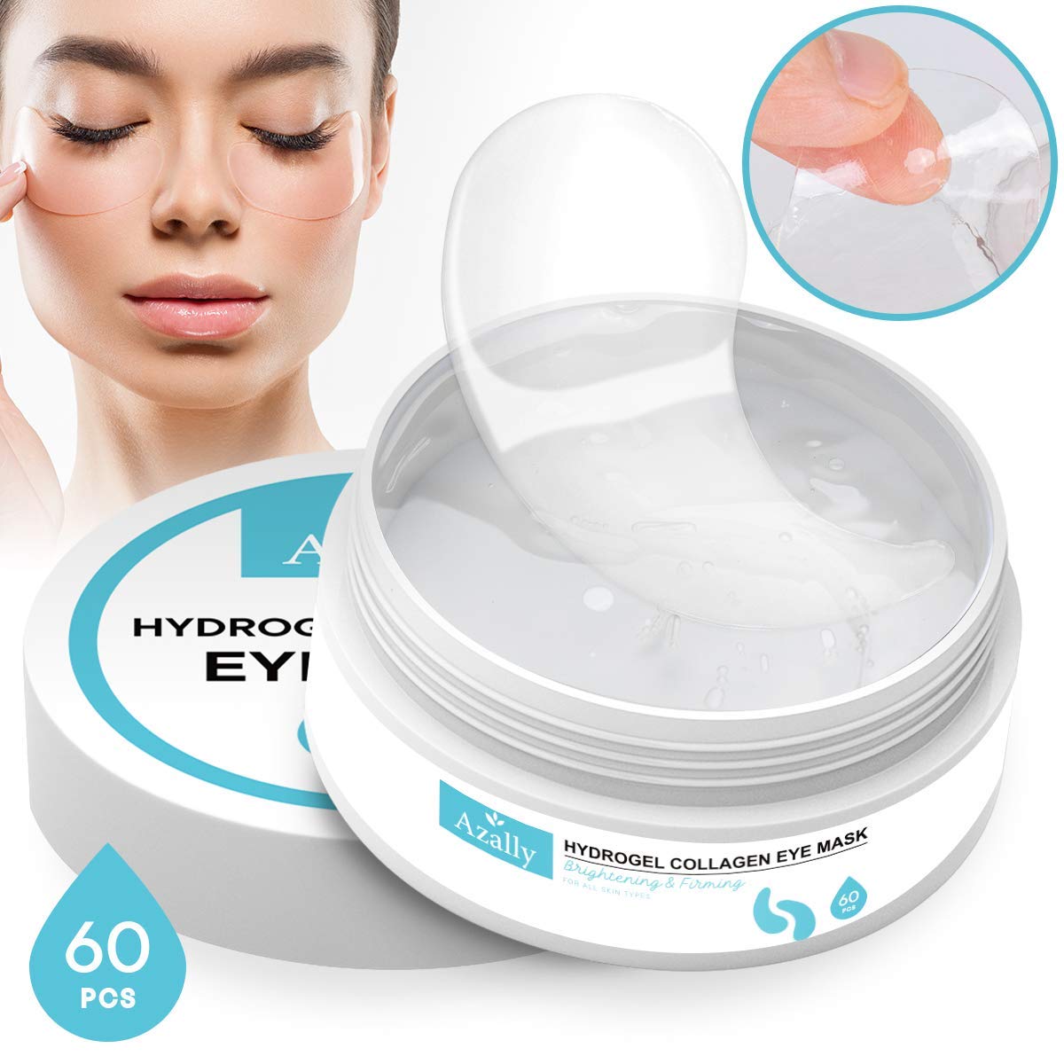 AZALLY Hydrogel Collagen Eye Mask - Collagen Anti-Aging Under Eye Patches, Under Eye Bags Treatment, for Puffy Eyes (60pcs)