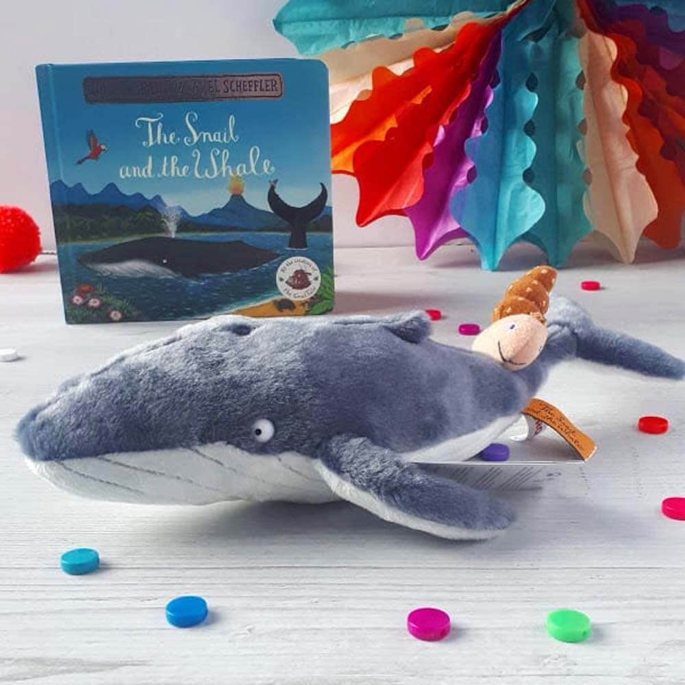 Aurora Snail and The Whale Soft Toy, 61238, 7in, Grey, for Fans of The Book by Julia Donaldson and Axel Scheffler, Blue , 20 x 33 x 9 centimeters