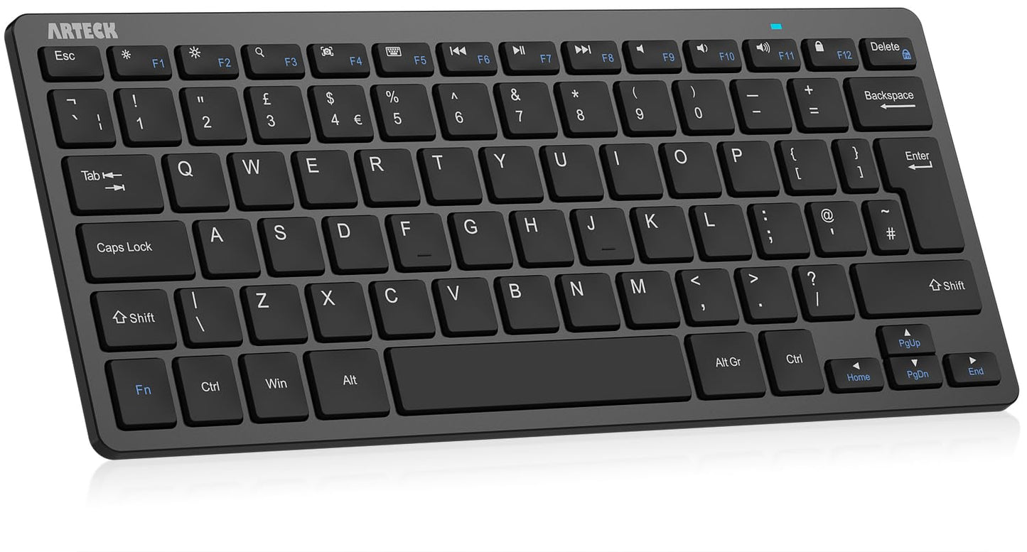 Arteck Ultra-Slim Keyboard Compatible with iPad, iPhone and Other Bluetooth Enabled Devices Including iOS, Android, Windows, Black