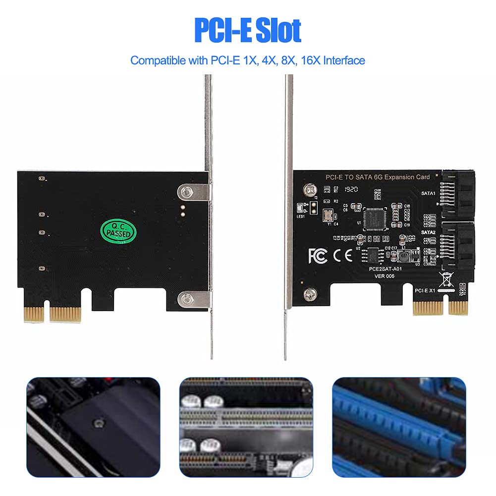 ASM1061 PCI-E Cards to SATA 3.0 Extension Card,2-Port SATA 3.0,6Gbps Expansion Adapter Boards,SSD Solid State Drive Conversion Card,for Windows (R) XP/server2003/VISTA/7/8/Mac/linux