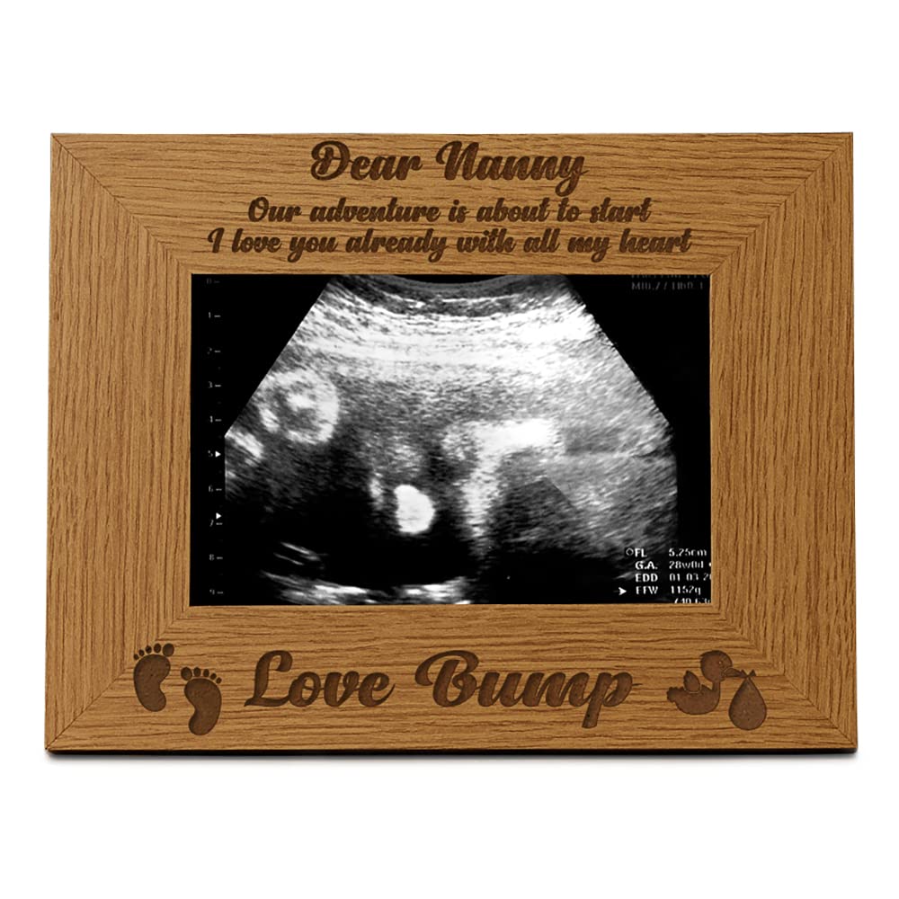 ukgiftstoreonline New Baby Pregnancy Scan Wooden Brown Photo Frame Gift For Nanny 6"x4"