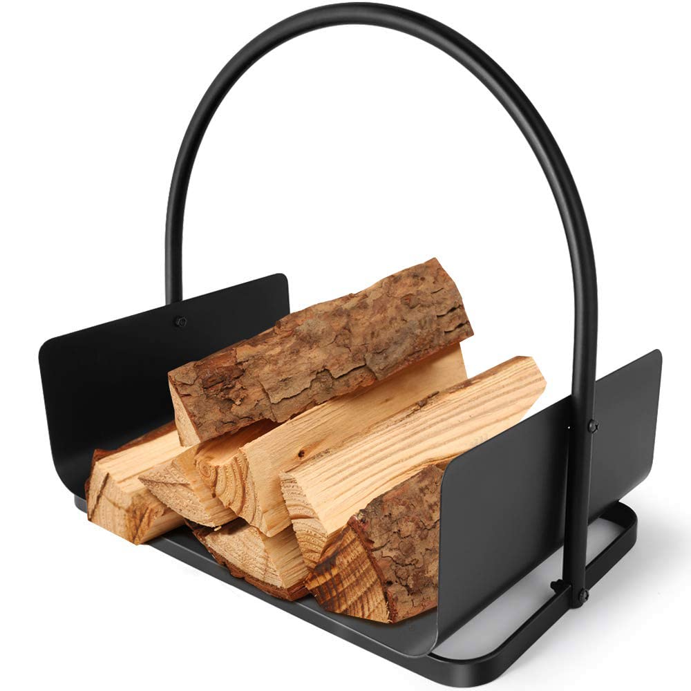 Amagabeli Fireplace Log Holder 17 x 12 x 17inch Firewood Strong Log Baskets for Wood with Handles Steel Wood Cradle Storage for Wood Stove Hearth Log Carrier for Kindling Indoor Outdoor Coal Holder