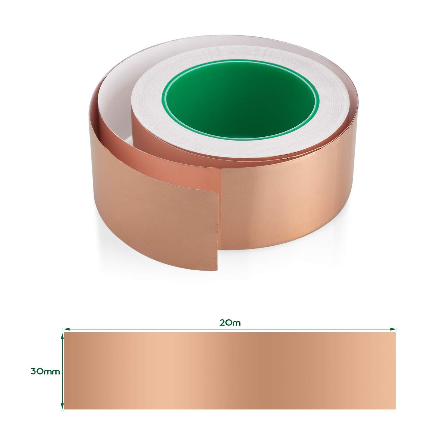 ASelected Copper Tape Slug Repellent 30mm x 20M roll Copper Slug Tape for Slugs Repellent Copper Strips Tap for Garden Anti Slug Snails Control Stained Glass EMI Shielding Electrical Repairs