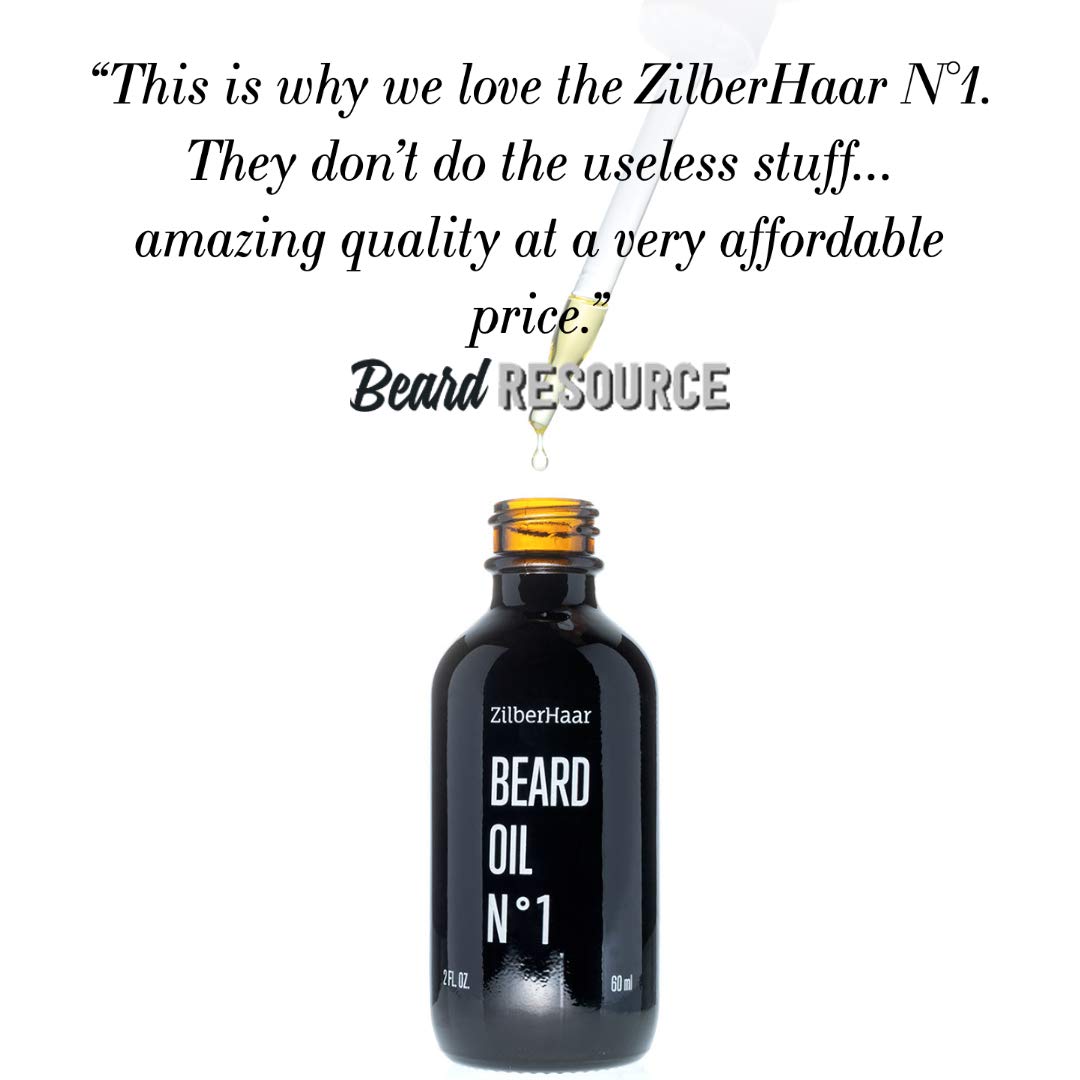 ZilberHaar - Beard Oil N 1 - Pure, Organic Moroccan Jojoba Oil and Argan Oil - Natural Ingredients, Fragrance Free, Cruelty Free - For Natural Beard Growth and Hydration - 2 oz