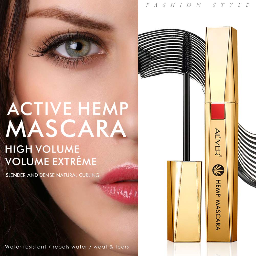 Aliver HEMP MASCARA Lash luxury infused Silk Fiber Long Lasting Curve Lengthening Mascara Volume And Thickening Mascara Dramatic Extension Smudge-proof Instant lash Enhancing Hemp Mascara Black