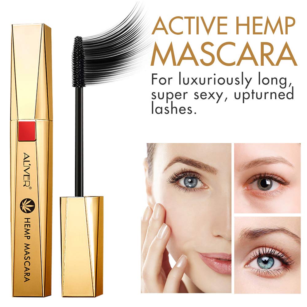 Aliver HEMP MASCARA Lash luxury infused Silk Fiber Long Lasting Curve Lengthening Mascara Volume And Thickening Mascara Dramatic Extension Smudge-proof Instant lash Enhancing Hemp Mascara Black