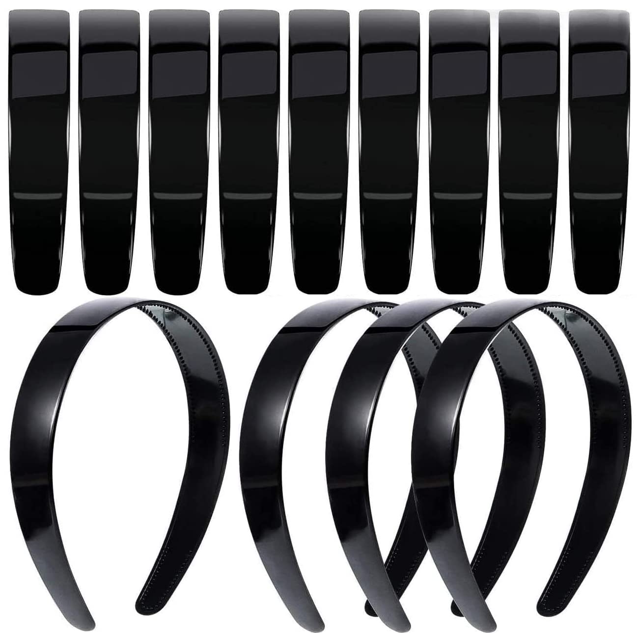 20 Pack 1 Inch Black Plain Craft Plastic Headbands with Teeth Plastic DIY Hair Accessories Headbands Headwear Blak-20-01