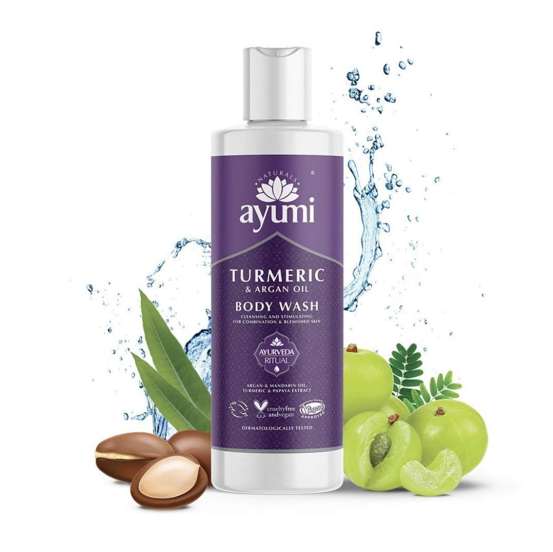 Ayumi Turmeric & Argan Oil Body Wash, Packed With Mandarin Oil & Papaya Extract For Deeply Cleansed Skin, Refresh & Protect With This Enchanting Fragrance 1 x 250ml Orchid 250 ml (Pack of 1)