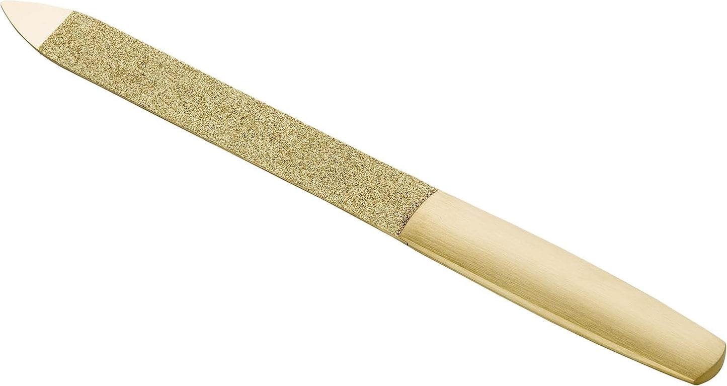 ZWILLING Saphir Nail File (Coarse and Fine-Grained File Surfaces for Shortening and Shaping Cleaning Tip) Premium Gold 130mm 130 mm Single