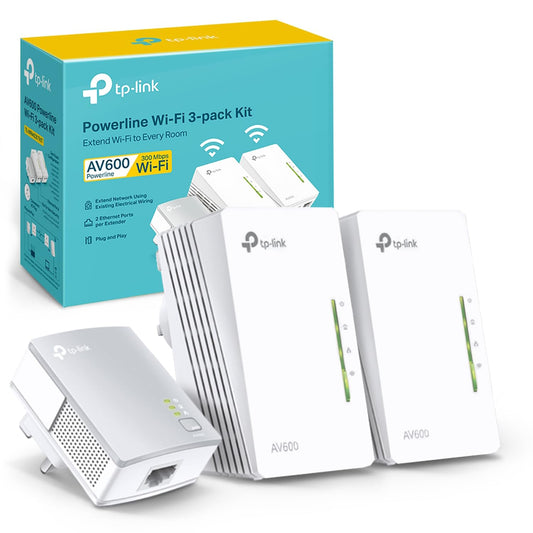 TP-Link TL-WPA4220 TKIT 2-Port Powerline Adapter WiFi Starter Kit, Range Extender, Broadband/WiFi Extender, WiFi Booster/Hotspot, No Configuration Required, UK Plug AV600+WiFi N300 TKIT