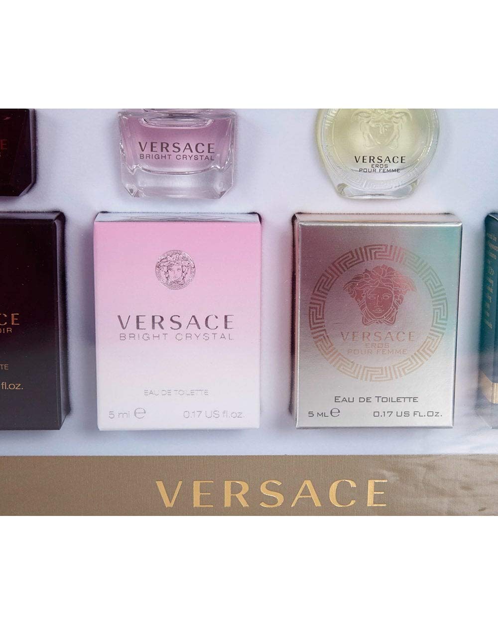 Versace Ladies 4 x 5ml Miniature Gift Set: Crystal Noir, Bright Crystal, Eros Pour Femme, Dylan Pour Femme