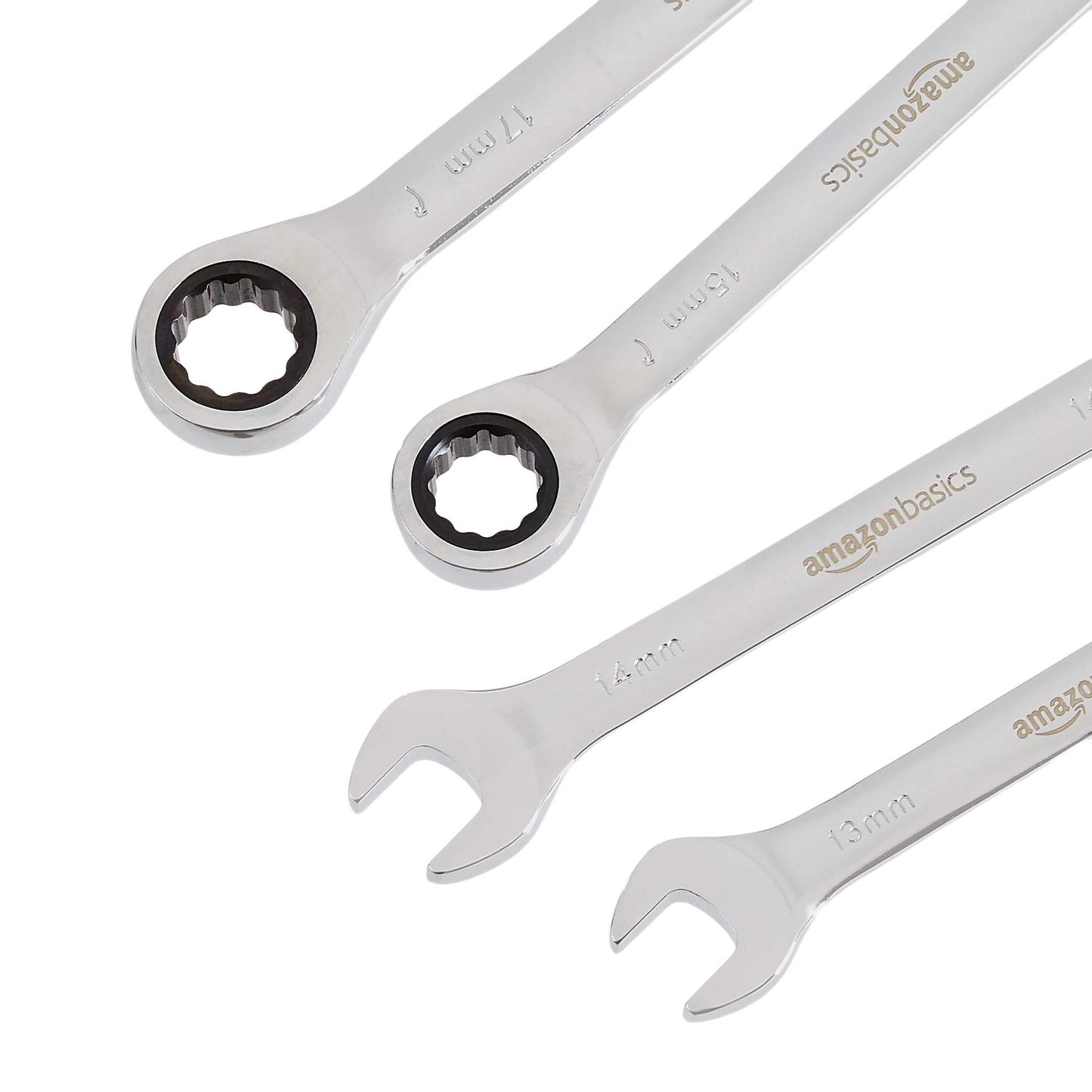 Amazon Basics Ratcheting Combination Wrench Set - Metric, 7-Piece