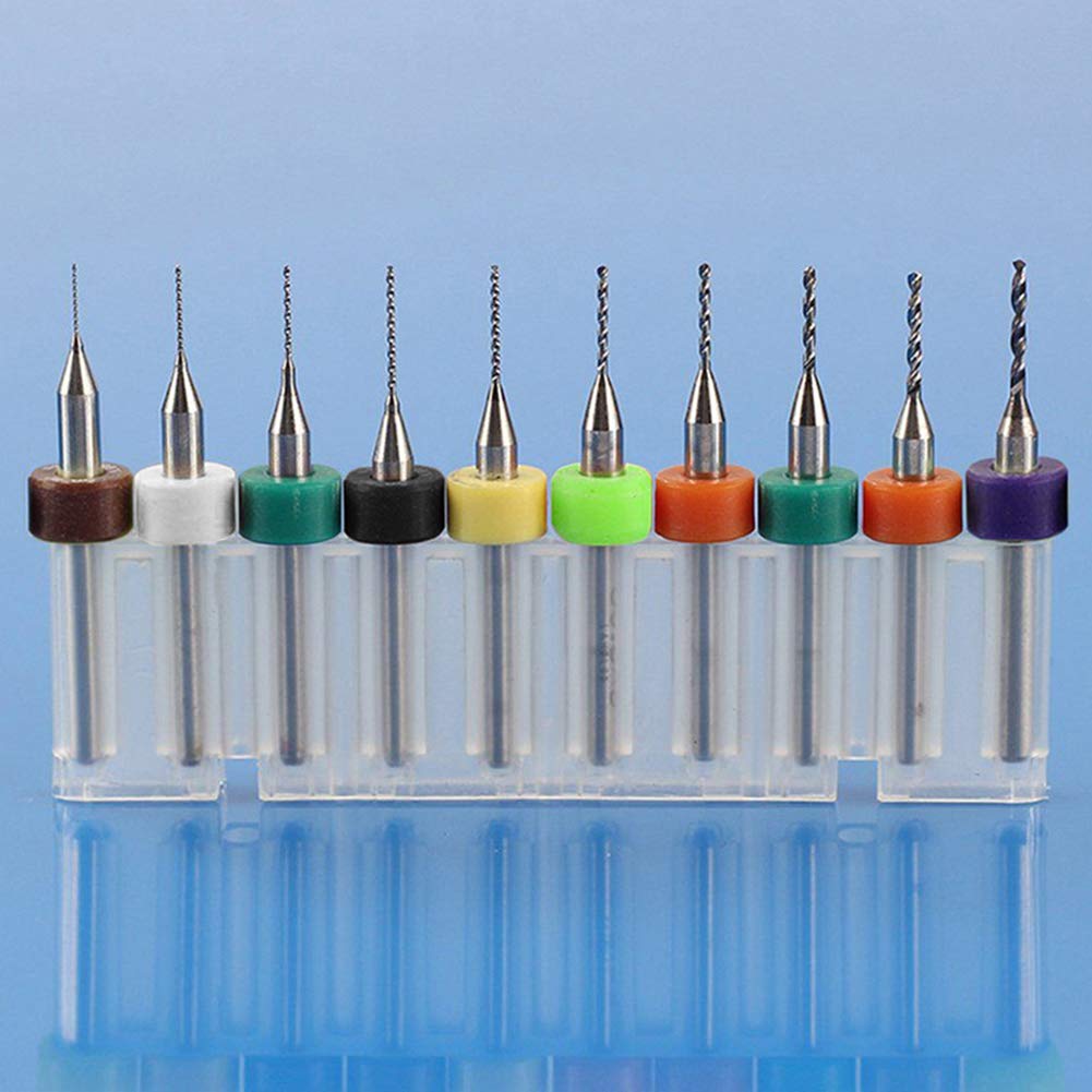 WayinTop 50pcs PCB Drill Bits Set Spiral Flute Carbide 0.3mm-1.2mm for Print Circuit Board Stone Jewelry CNC Engraving (5pcs each)