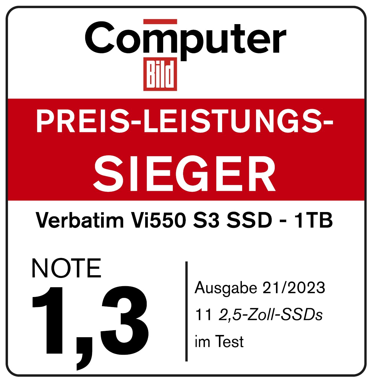 Verbatim Vi550 S3 SSD - internal SSD 512GB - Solid State Drive - 2.5'' SATA III interface - internal SSD drive with 3D NAND technology - high performance SSD 512GB - 560MB/s - black 512 GB