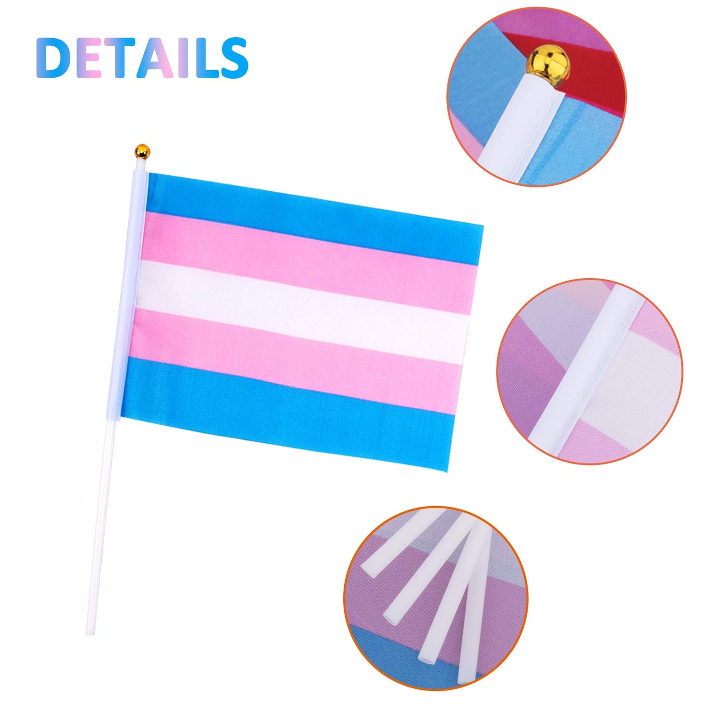 Whaline 60 Pack Rainbow Stick Flags, Gay Pride Small Mini Flags Transgender Asexual Bisexual Pansexual Lesbian Flags LGBT Party Parade Decorations (10 Pieces Each of 6 Patterns)