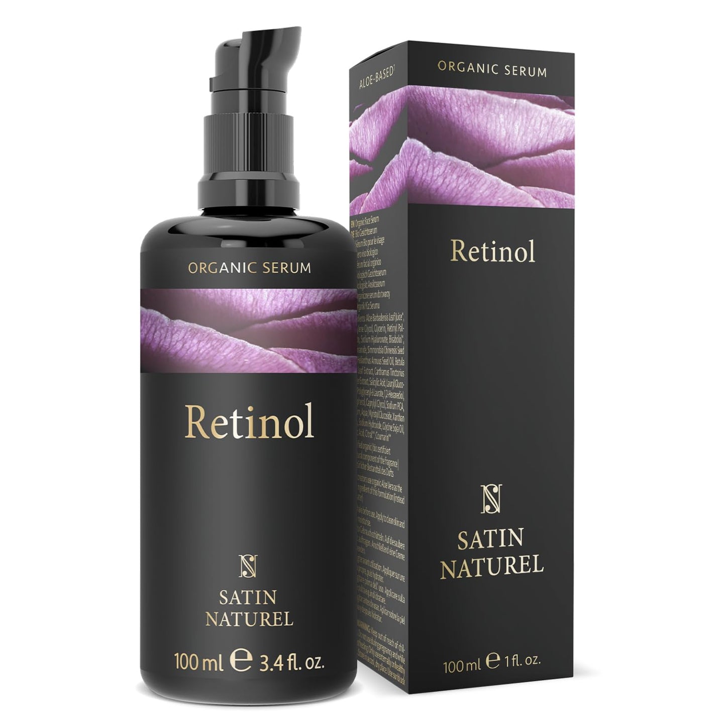 100ml Retinol Serum for Face Enhanced with Hyaluronic Acid Niacinamide & Salicylic Acid Serum - Anti Wrinkle & Acne Treatment Skincare against Blemishes - Face Serum for Women by Satin Naturel 100 ml (Pack of 1)