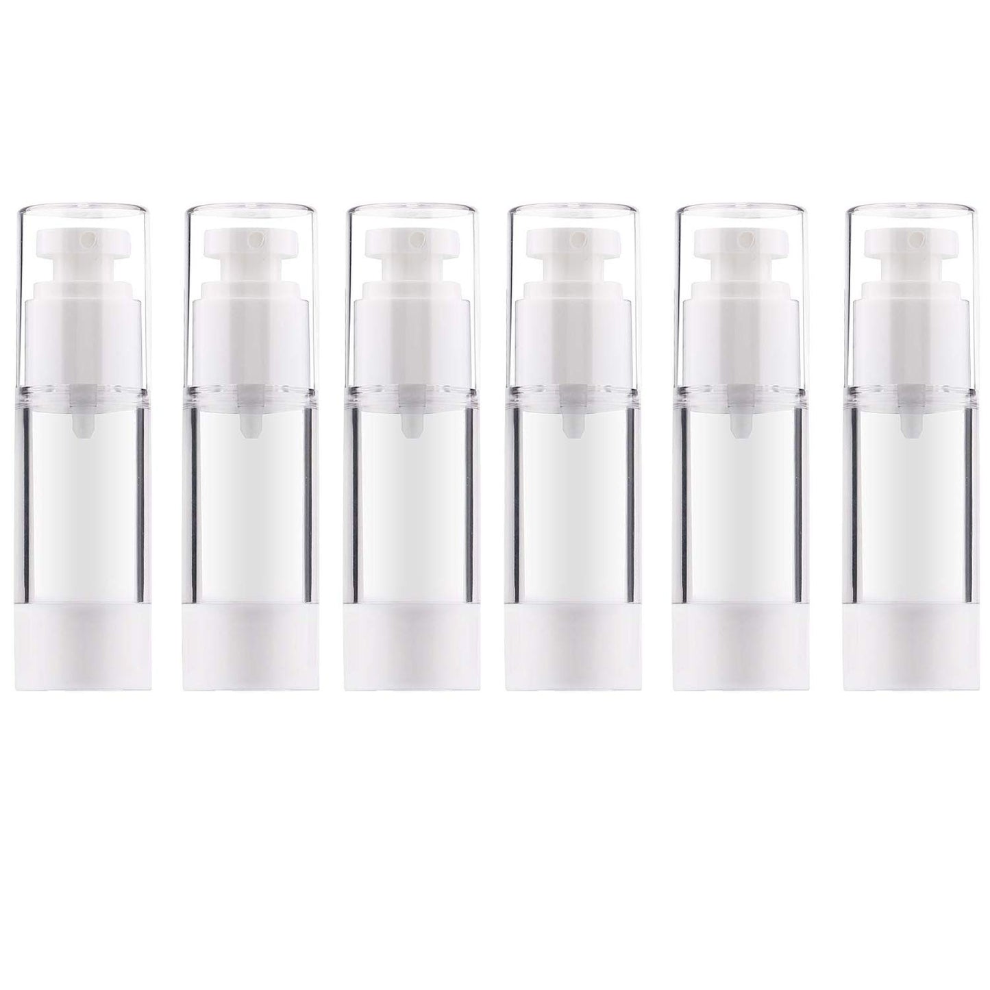 Alledomain 6Pcs Airless Pump Bottle | Refillable Empty Clear Travel Lotion Pump Containers/Vacuum Press Pump Bottles for Foundation, Essence, Lotion (30ml)