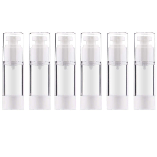 Alledomain 6Pcs Airless Pump Bottle | Refillable Empty Clear Travel Lotion Pump Containers/Vacuum Press Pump Bottles for Foundation, Essence, Lotion (30ml)