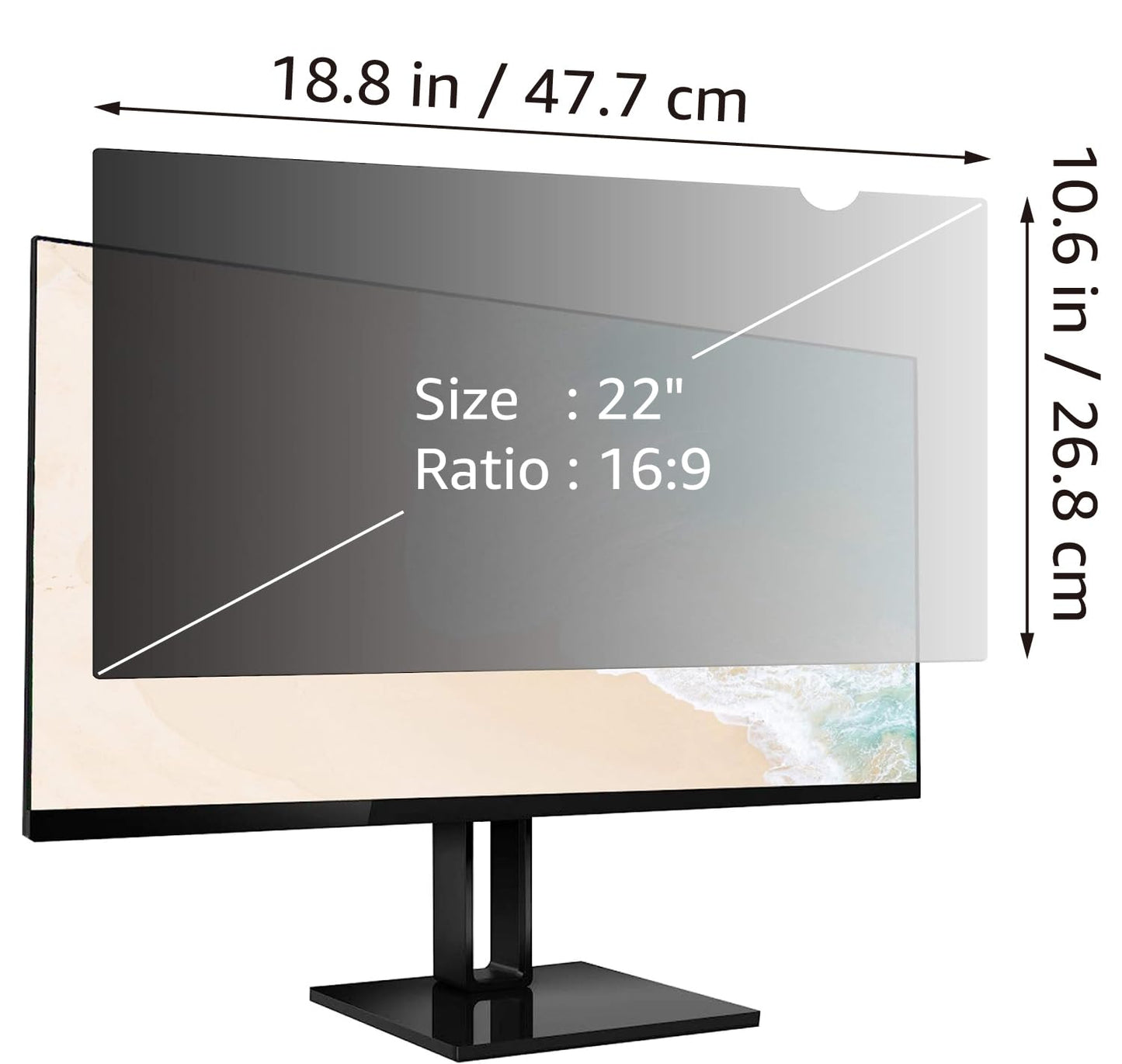 Amazon Basics Privacy Screen for 22 inch (55.8 cm) Widescreen Monitor (16:9) 16:9 Wide Screen Monitor