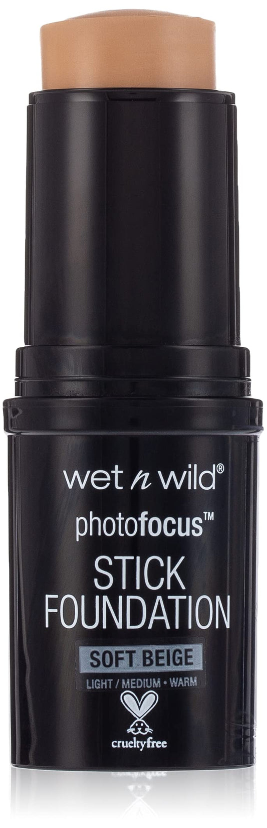 Wet n Wild, Photo Focus Stick Foundation, Foundation in Stick with Long-lasting Coverage, Lightweight and Creamy Formula with Semi-matte Finish, with Argan, and Sunflower Seed Oil, Soft Beige