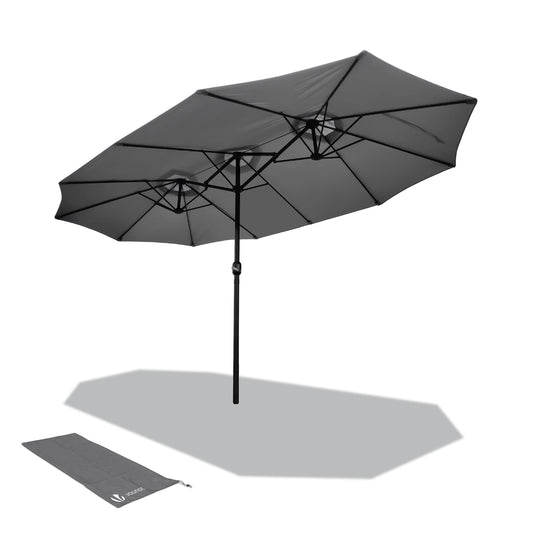 VOUNOT Double Garden Parasol, Extra Large Rectangular Patio Table Umbrella 270x460cm Grey