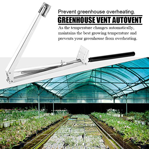 Automatic Greenhouse Opener, Solar Energy Heat Sensitive Temperature Controlled Automatic Vent Opener Up to 15lb Load Capacity 18 inch Window Opening silver