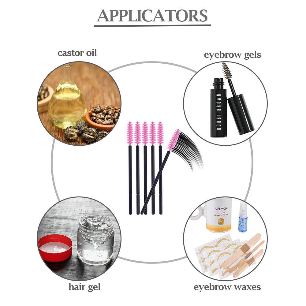 200pcs Mascara Wands, MORGLES Eyelash Spoolies Disposable Lash Brushes Eyebrow Brush Makeup Kit(Pink&Purple) Pink&Purple