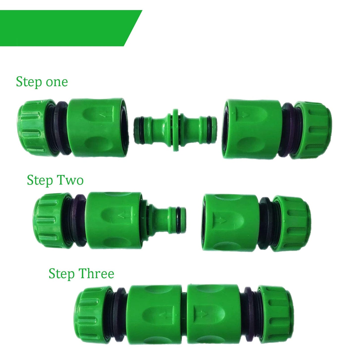 10Pack Garden Pipe Fittings Kit for Outdoor Tap - 2 Double Male & 6 Quick Snap Connectors, 2 Hose Tap Connectors (1/2'' & 3/4'' Size 2-in-1) 10 Pack