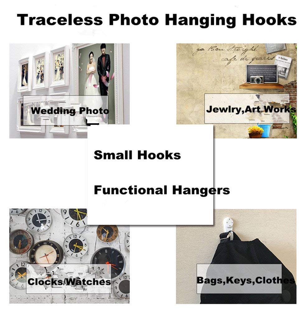 40 Pack Non-Trace Hardwall Drywall Picture Hanging Hook Clock Hanger Wall Picture Hook Frame for Hanging Paintings Wedding Photos Mirror Wall Studs 40PCS