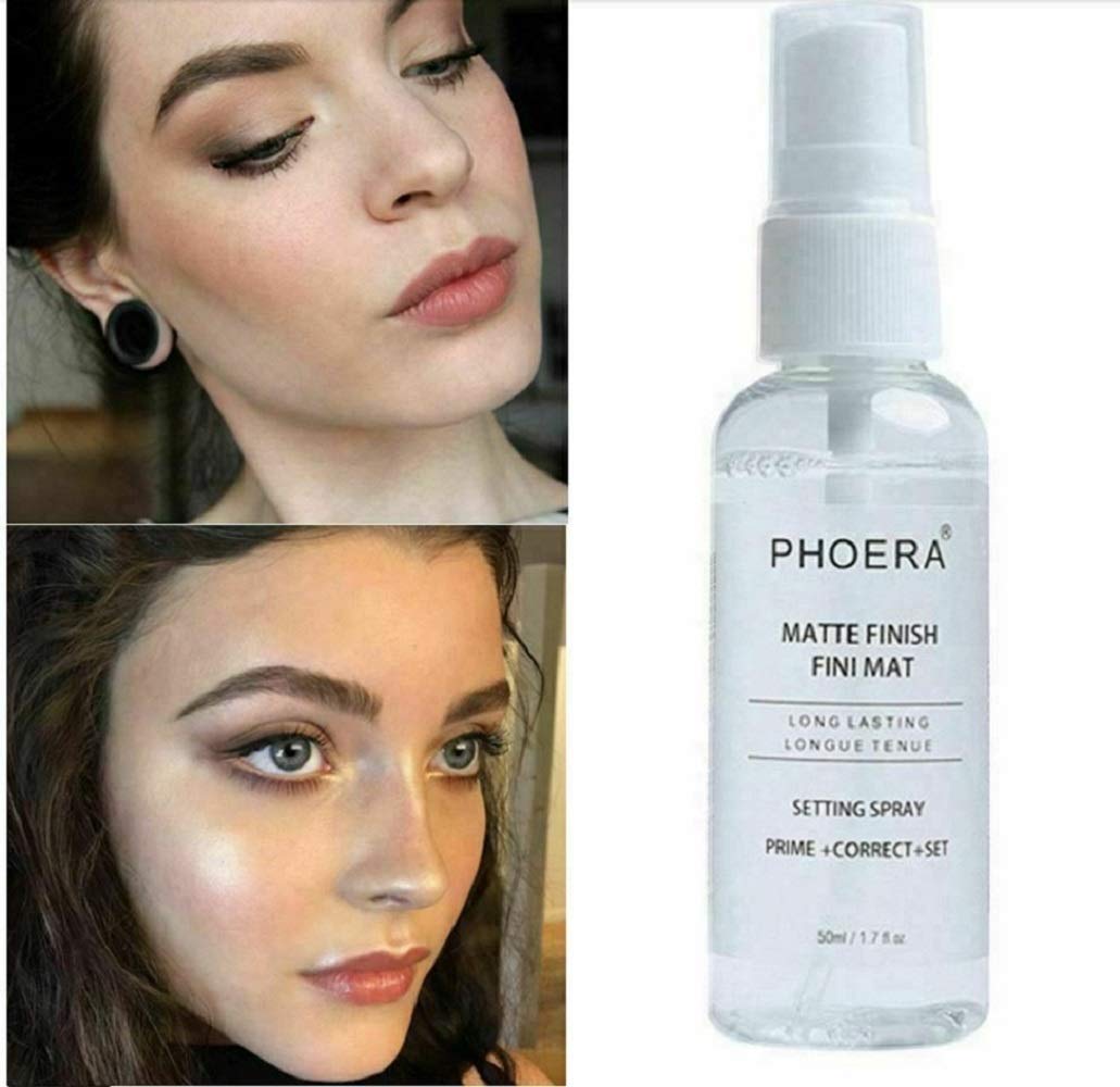 AQUAPURITY Phoera Makeup Setting Spray Matte Finish, Makeup Sealer Spray Long Lasting16Hr Wear Face Make Up Foundation 3 In 1 Fixer, Primer & Corrector Light Weight Beauty Blender (SETTING SPRAY 50ML)