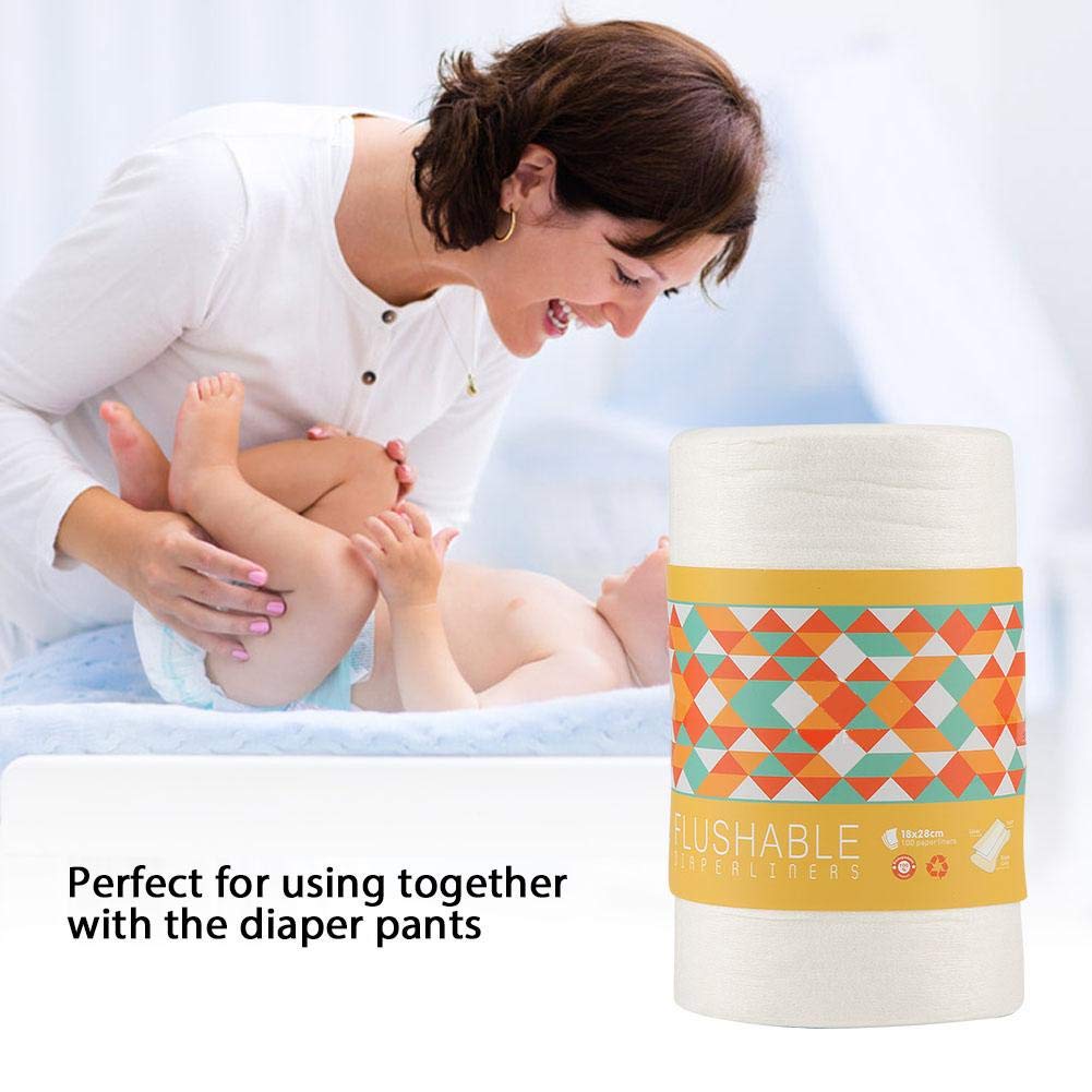 100 Sheets Natural Bamboo Disposable Unscented Diaper Liners Bio-degradable Nappy Liners Inserts Flushable Cloth Diapers Super Absorbent Dye-Free Keep Baby Skin Dry