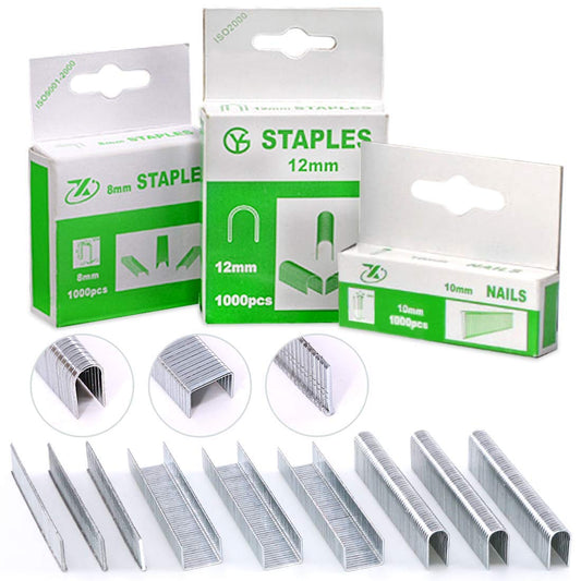 AECCN Heavy Duty Staples Combo Kit - 3000Pcs Staples for Staple Gun, Including Door-Type & U-Type & T-Type Staples Perfect for Fixing Material, Decoration, Carpentry, Furniture, Doors and Windows