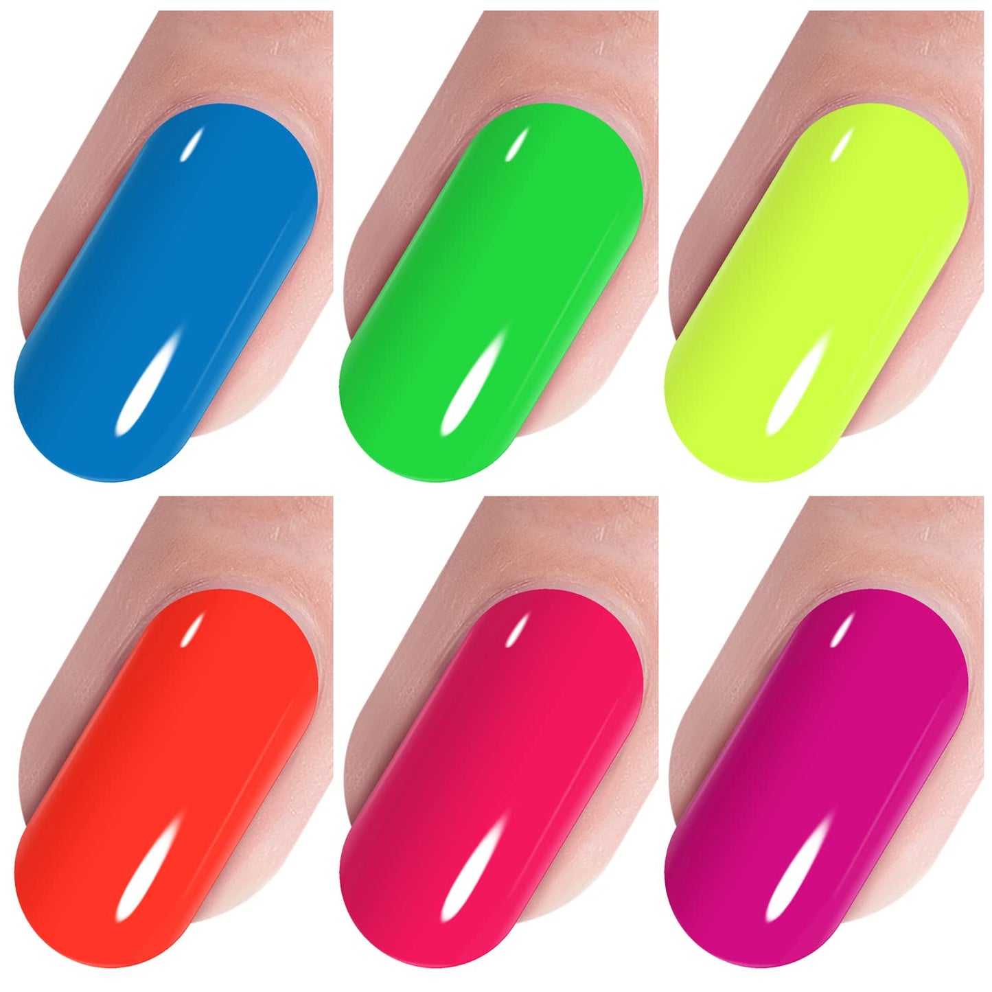 Vishine Gel Nail Polish Starter Kit - 6PCS Neon Yellow Green Orange Red Gel Nail Varnish Soak Off Bright Color UV LED Manicure Gift Set 8ML