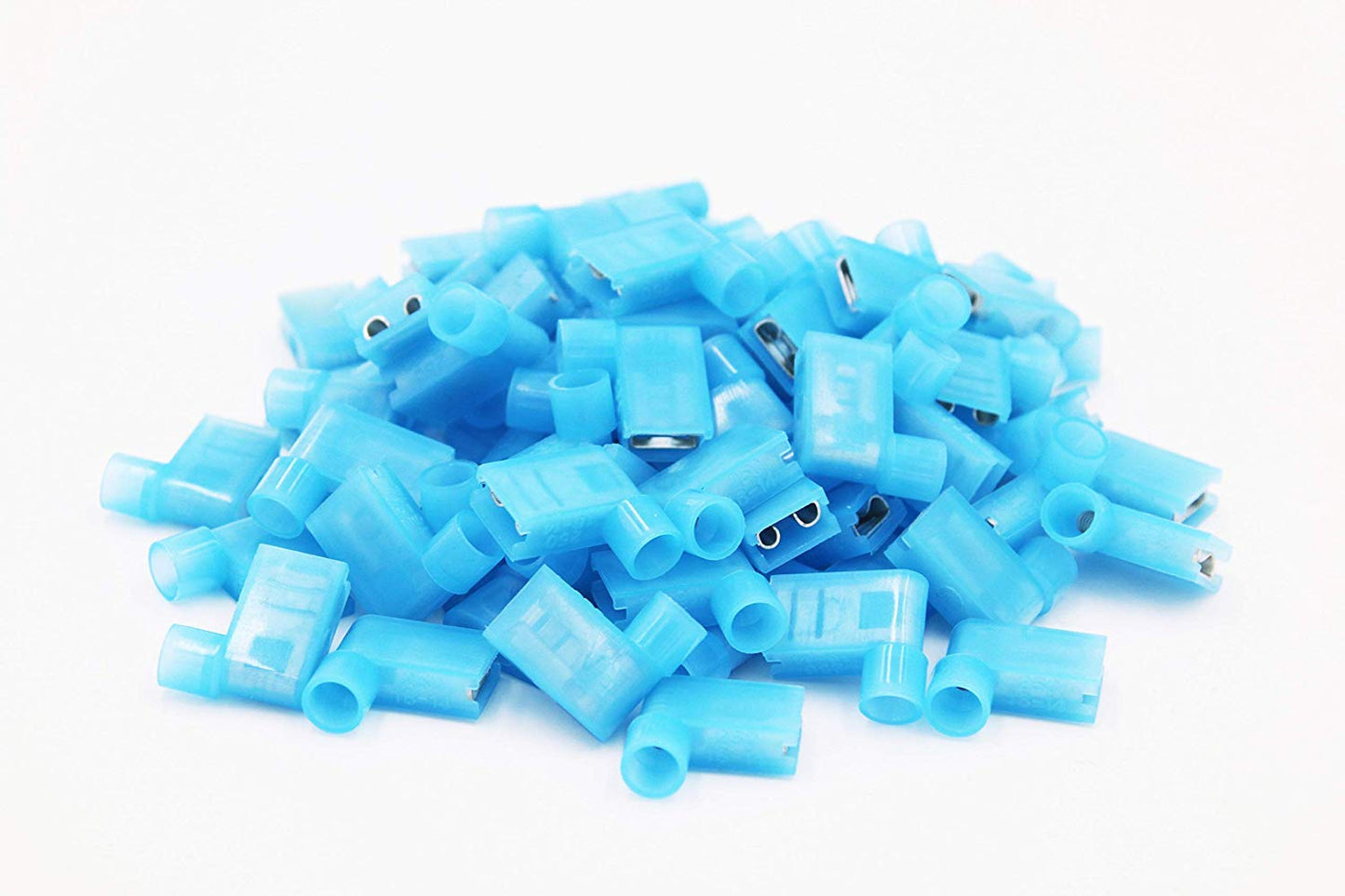 100pcs 90 Degree Nylon Insulated Female Push On Wire Terminal Connector 16-14 AWG