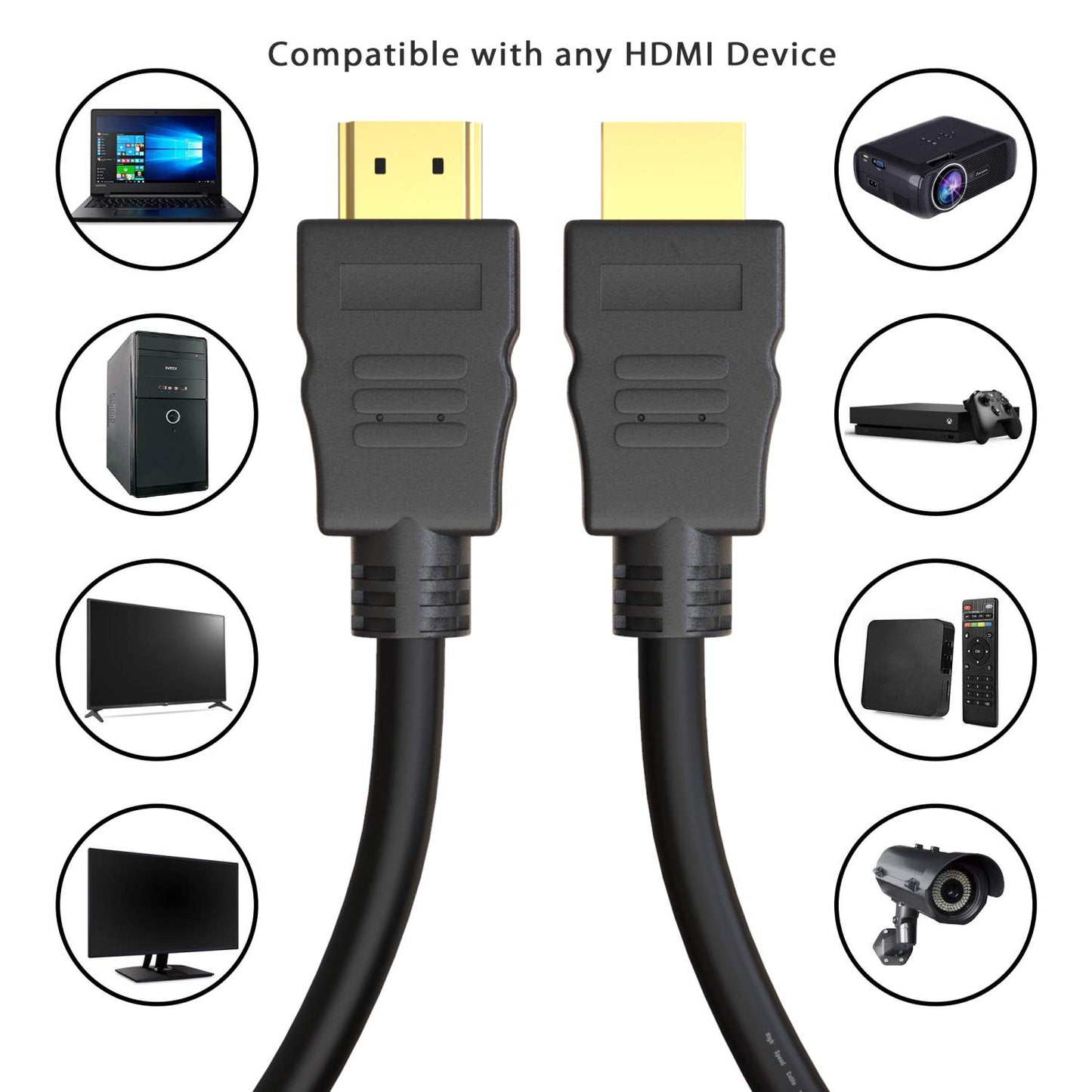 True HQ 15M HDMI Cable HIGH SPEED Long Lead with Ethernet ARC 3D | Designed in the UK | Full HD 1080P Compatible with PS4 Xbox One Sky HD TV Laptop PC Monitor CCTV | Black & Gold Plated