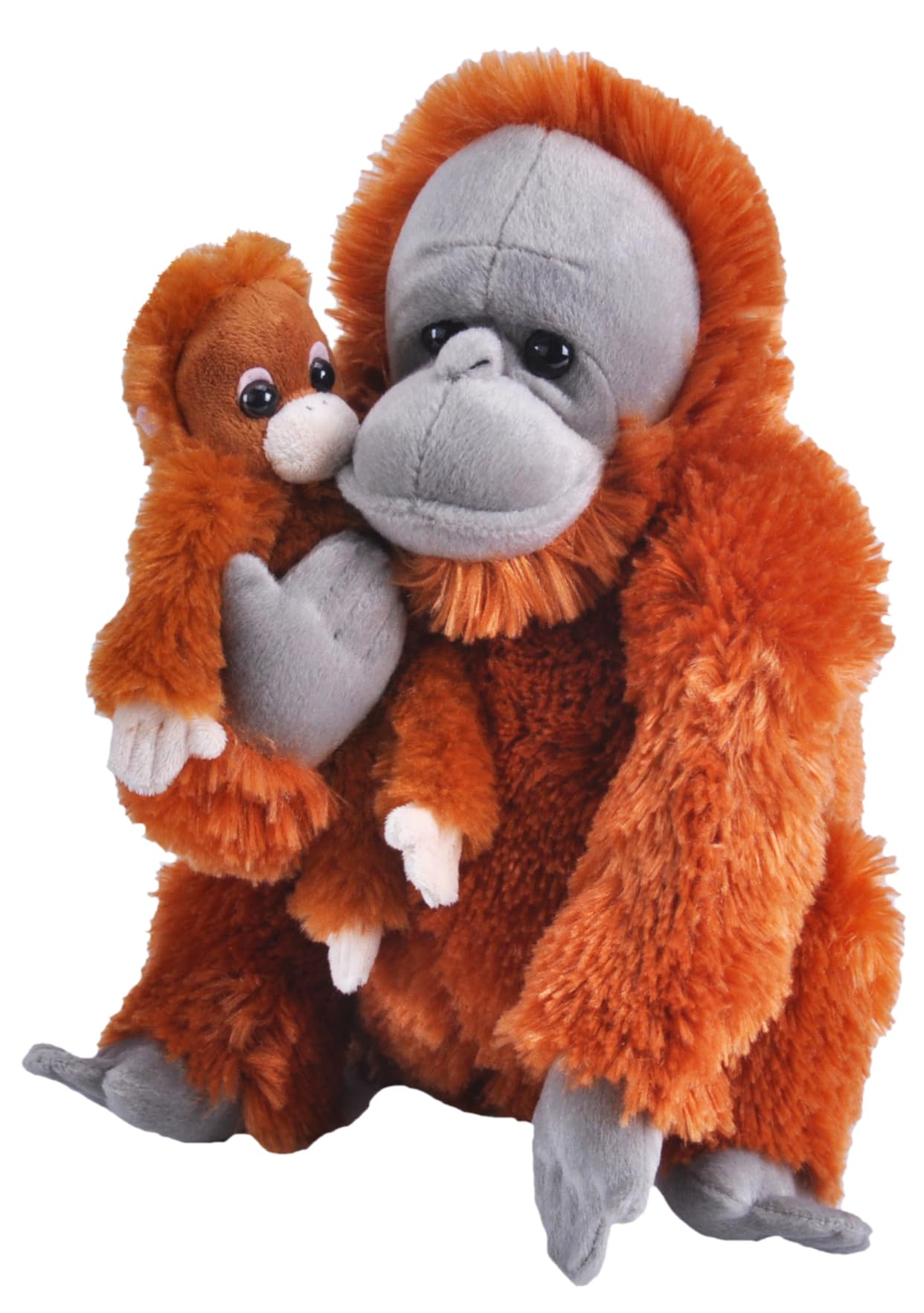 Wild Republic 23476 Mom and Baby Orangutan Plush Stuffed Animal, Toy, Gifts for Kids,Orange