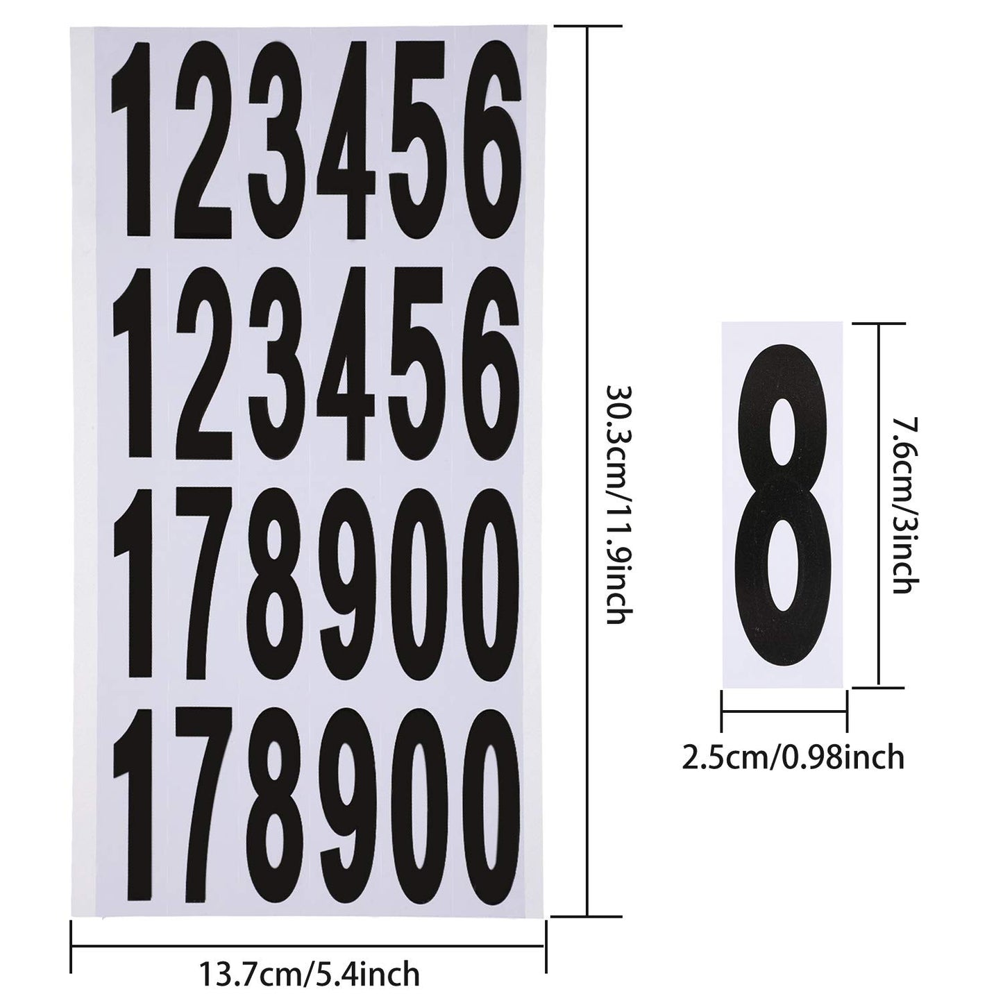 10 Sheets Self Adhesive Vinyl Numbers Letterbox Numbers Stickers for Residential and Mailbox Signs (3 Inches) 3 Pouces