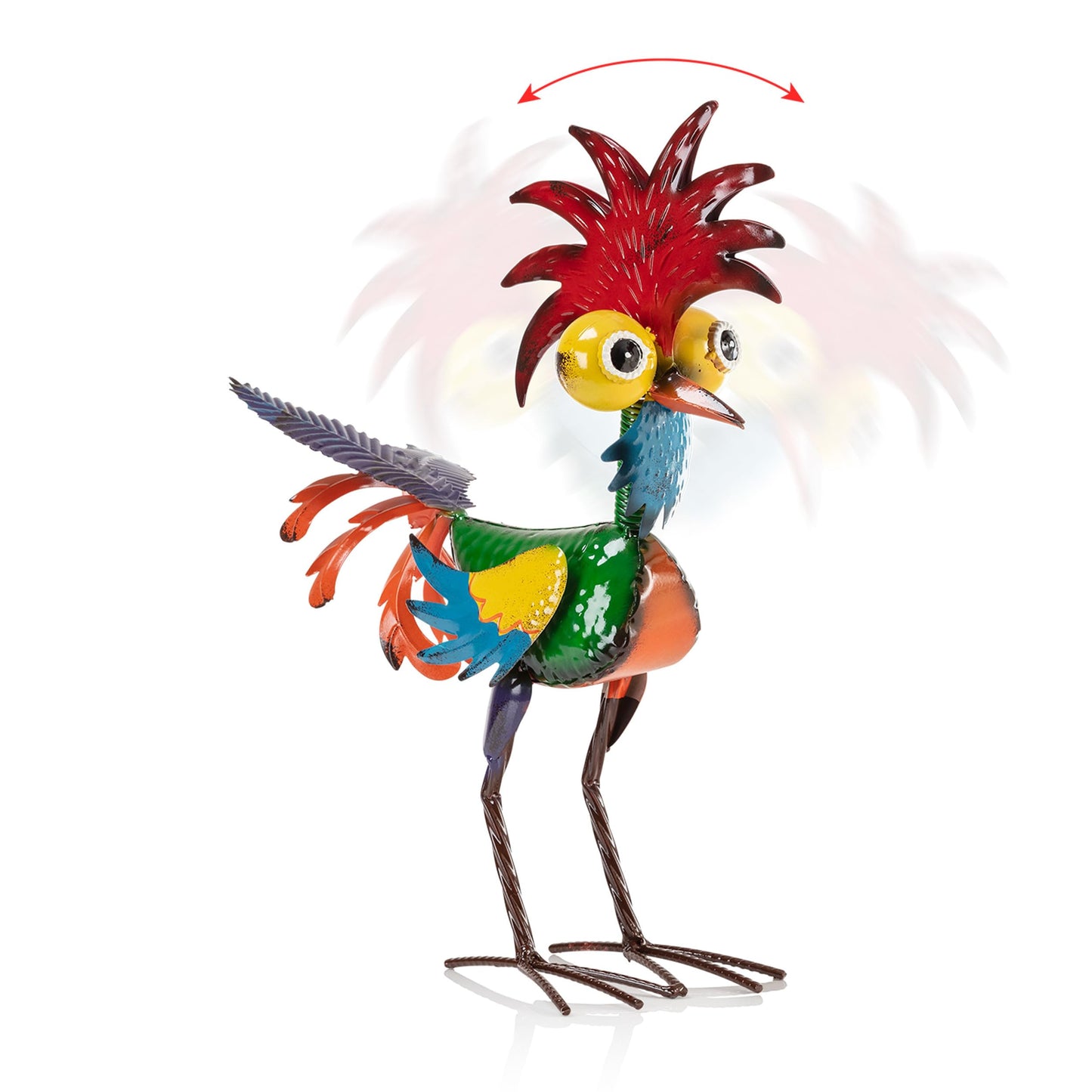 Alpine Corporation 46 cm Tall Indoor/Outdoor Wacky Metal Rooster Yard Statue Decoration Outdoor Statues