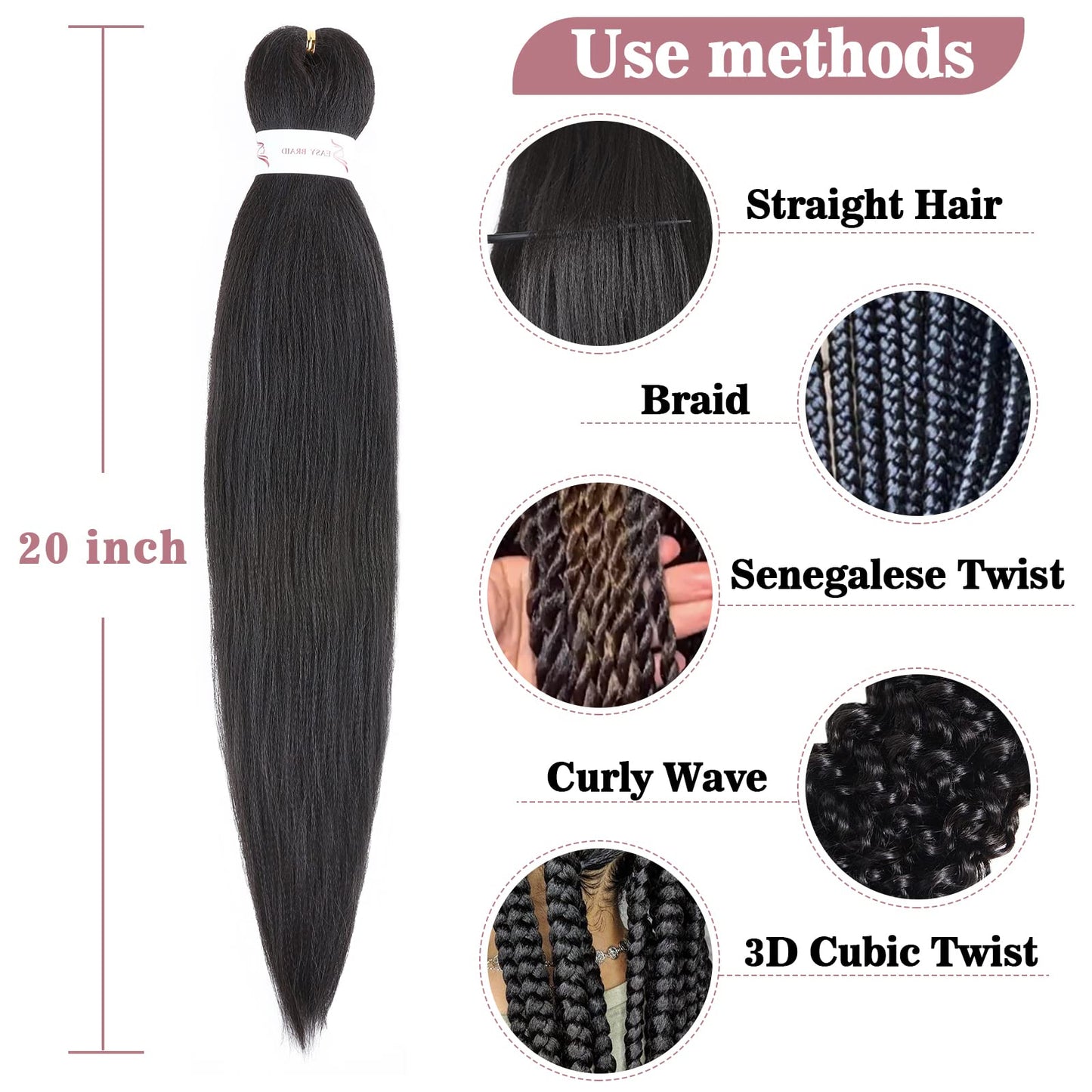 26" Pre Stretched Braiding Hair Professional Hot Water Setting Synthetic Fiber Crochet Braids Braiding Hair Extensions Twist Braid 3 Bundles/Lot Dark Brown 26 Inch (Pack of 3)