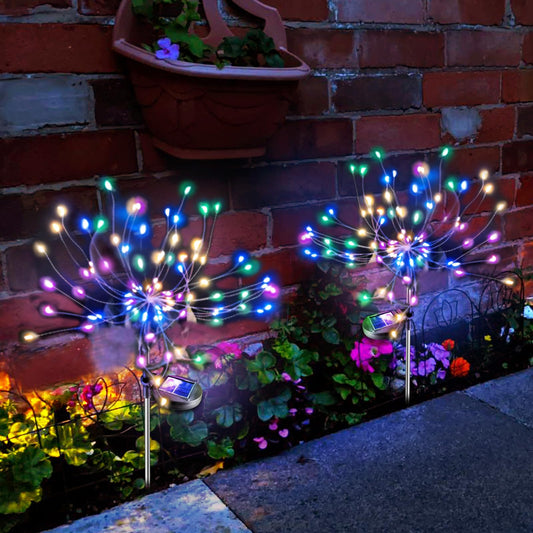 Anordsem Solar Lights Outdoor Garden: Christmas Decorations Fairy Light Waterproof for Outside - Solar Powered Fireworks 120 LED Lamp Gift for Patio Yard Party Pathway Lawn Decorativ Multicolour