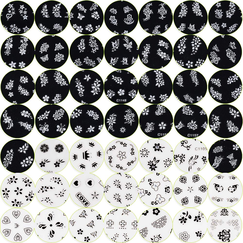 90 Sheets 3D Self-adhesive Nail Art Stickers for Gel Nails - Nail Stickers for Nail Art, Flower Nail Decals Stickers for Women Girls - Various Floral Patterns