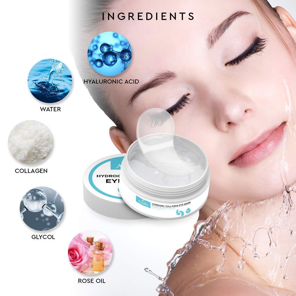 AZALLY Hydrogel Collagen Eye Mask - Collagen Anti-Aging Under Eye Patches, Under Eye Bags Treatment, for Puffy Eyes (60pcs)