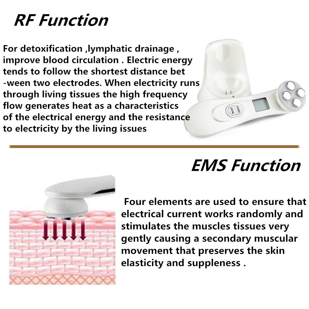 5 in 1 Radio Frequency Skin Tightening Machine, RF Ion Mesotherapy Face Massager, LED Photon Skin Rejuvenation Remover Wrinkle Care Device