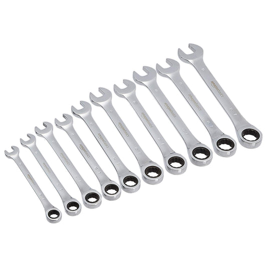 Amazon Basics Ratcheting Wrench Set- 10- Piece 10-piece Metric