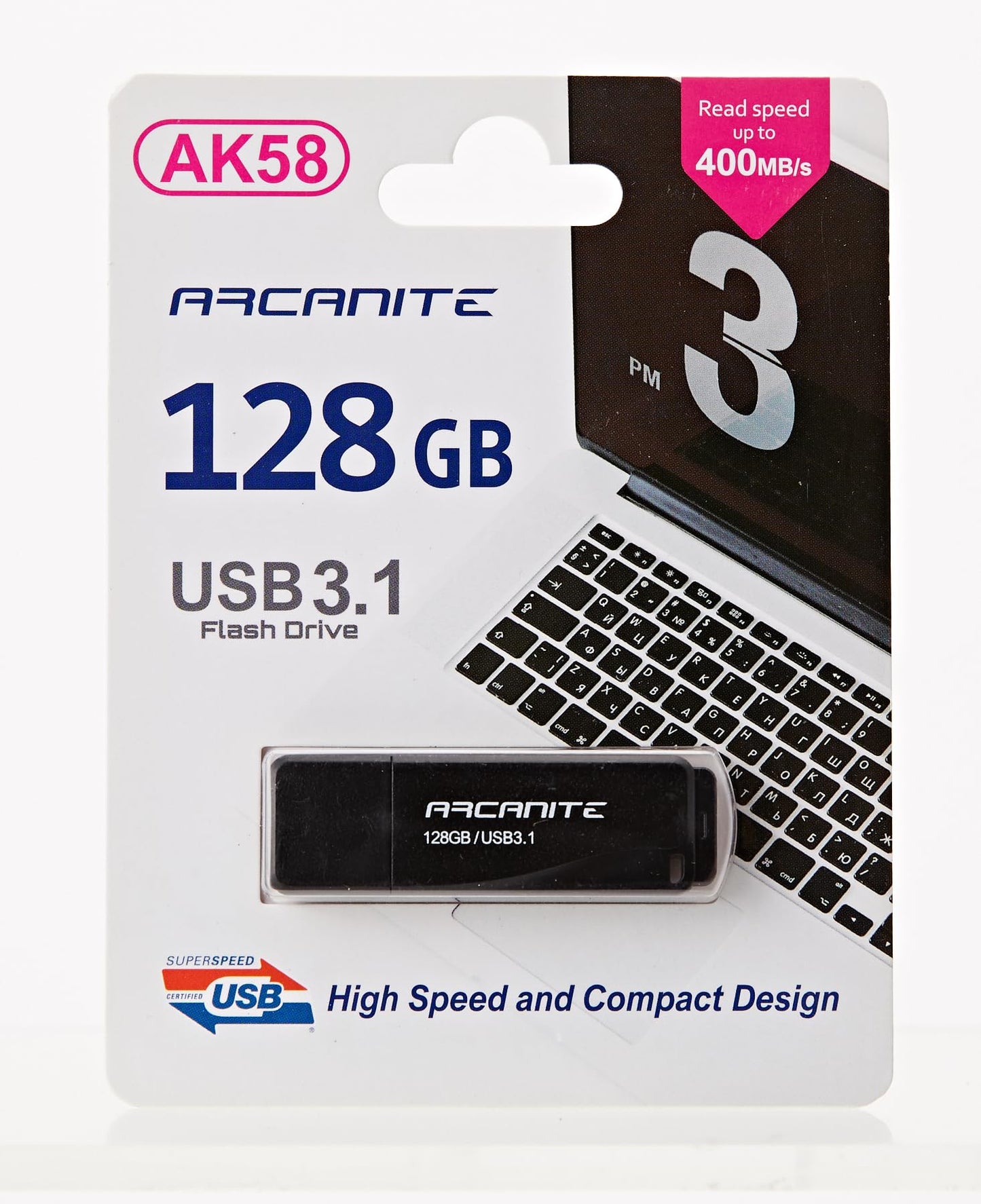 ARCANITE 128GB USB 3.1 Flash Drive, USB Memory Stick, optimal read speeds up to 400 MB/s USB-128GB